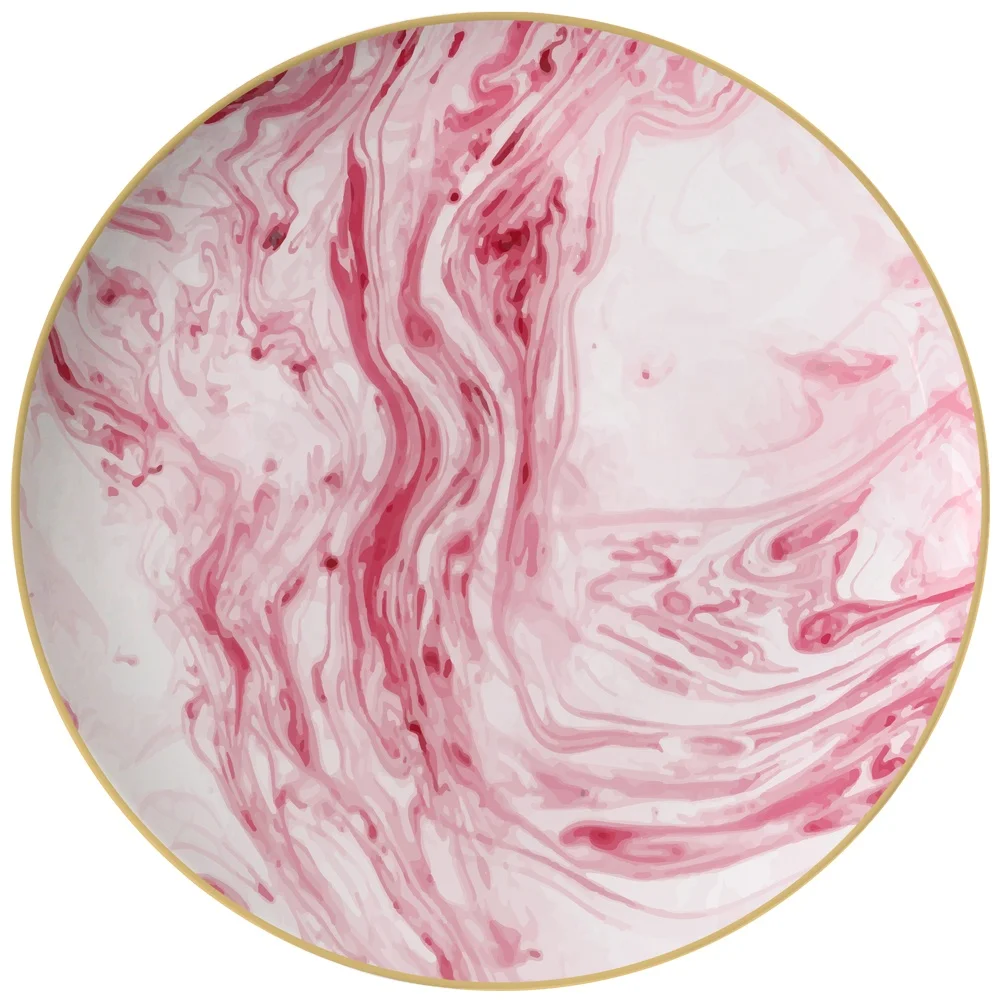 Fantasy pink color marble dessert dish wedding ceramic dinnerware set
