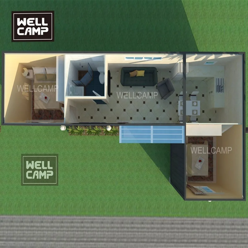 Prefab Container Villa L Type Container Apartment Shipping Container House Galvanized Steel Frame Modern Sandwich Panel Wellcamp