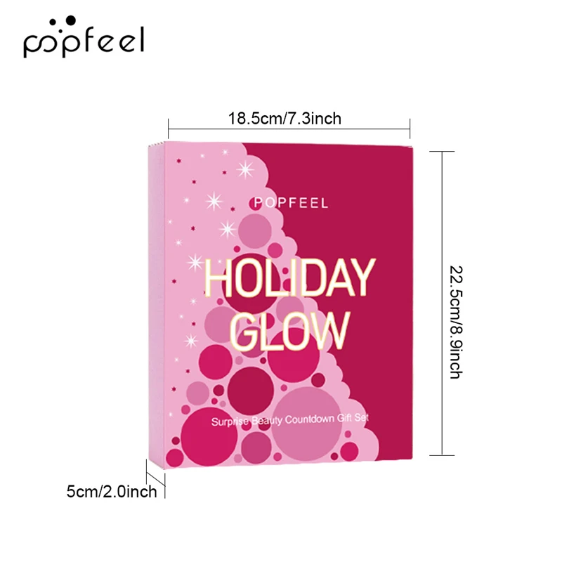 POPFEEL holiday glow surprise beauty countdown gift set 24 colors eyeshadow matte lipgloss lipstick eyebrow pencil makeup kit