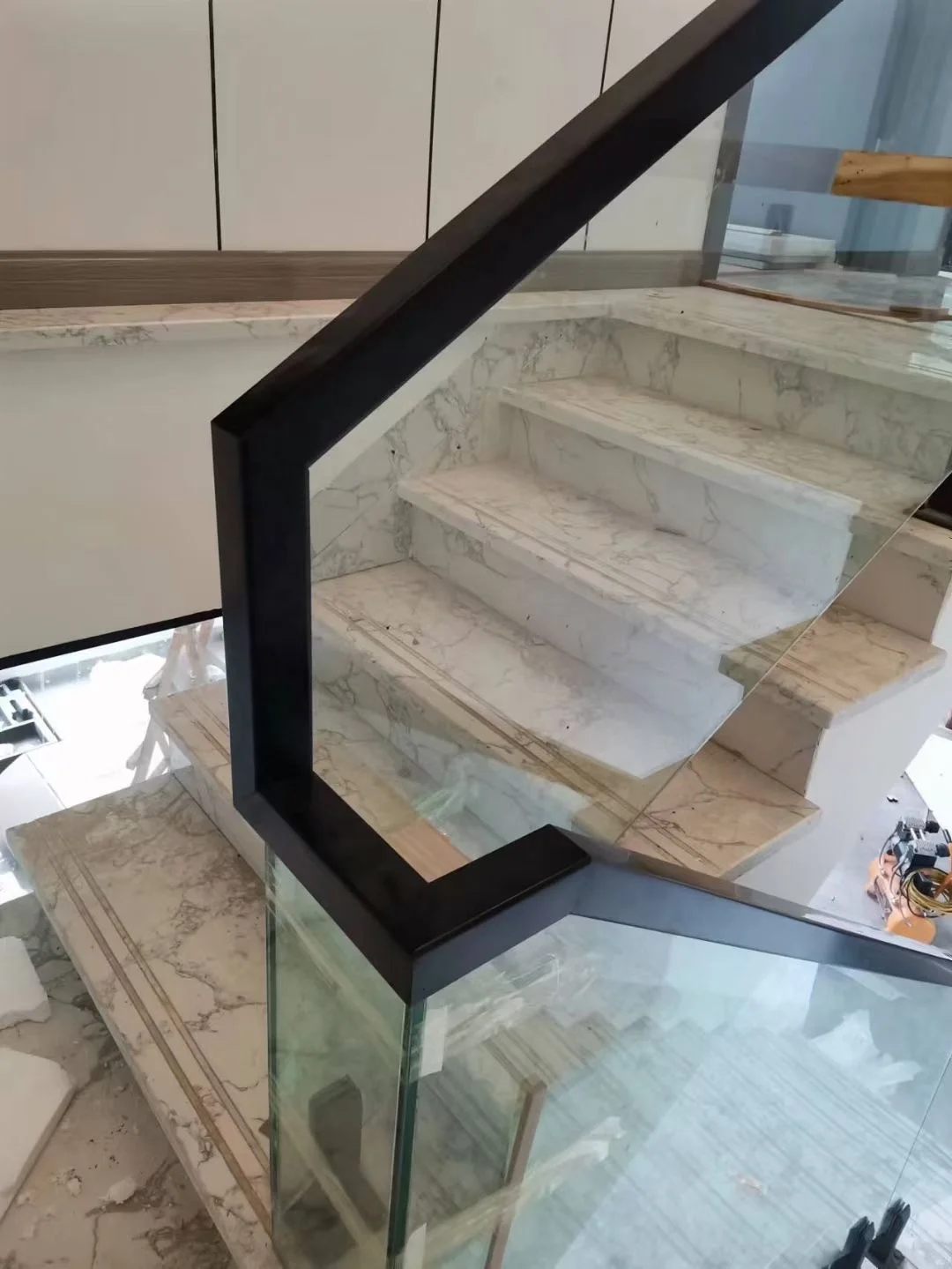 Glass slot handrail Professional plastic wood color PVC square handrail, low price