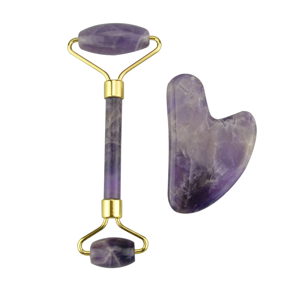2020 Factory Price Massager Gua Sha Set Skin Facial Care Natual Rose Quartz Jade Roller For Face