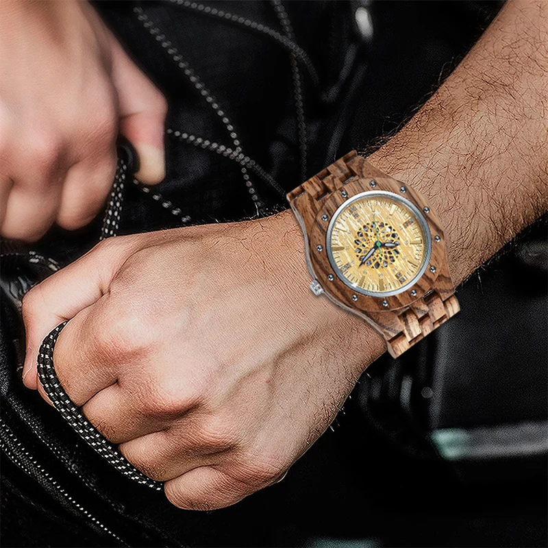 SOPEWOD Hot Sale Minimalist Chronograph Men Wrist Wooden Watches Mechanical Movement Watches