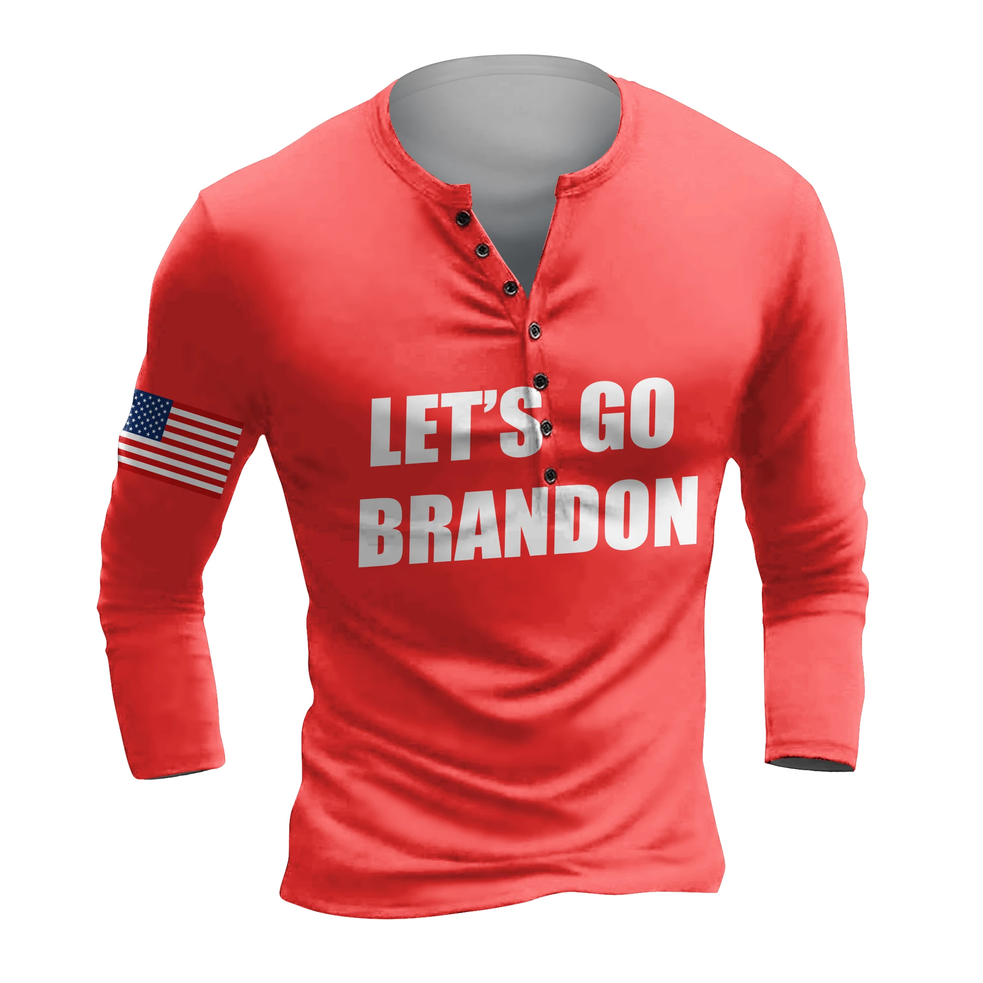 2023 Men Tee Shirt V-neck Stylish Slim Buttons t shirt Autumn Casual Custom Pattern Male Clothing Long Sleeve Tee Tops