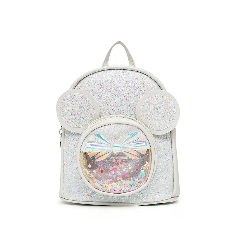 New Sequins Fashion Kids Cartoon Mouse Bowknot Backpack Mini Toddler School Bags for Children