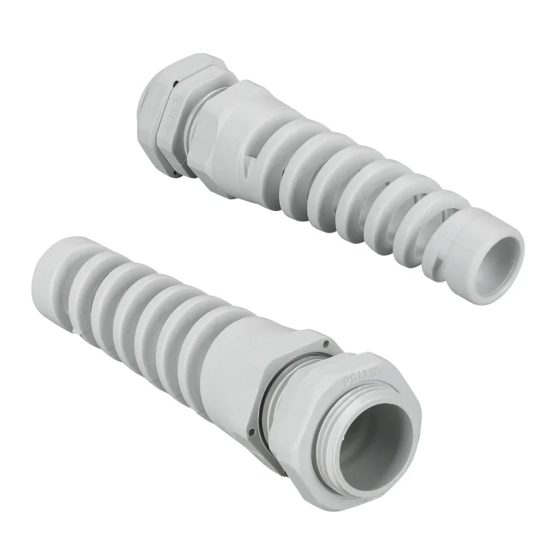 
M12-M27/PG7-PG21 High Quality Ip68 Waterproof Anti-Bending White Gray Nylon Plastic Spiral Flex Protecting Cable Gland 