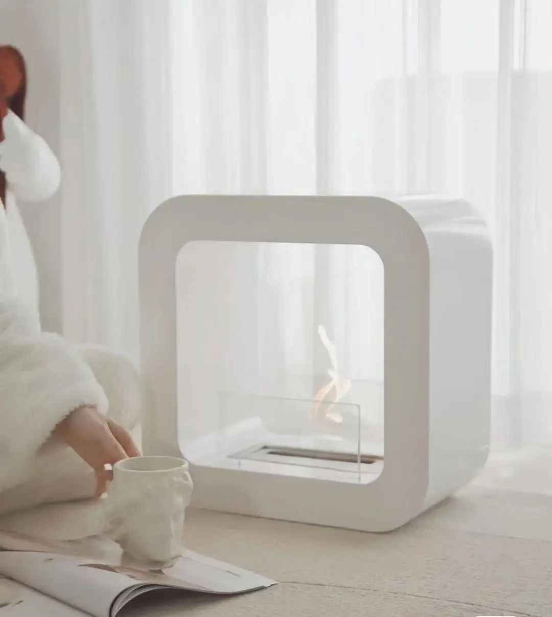 Stainless Steel Glass Bioethanol Fuel Ventless Bio Ethanol Black Tabletop Mini Fireplace