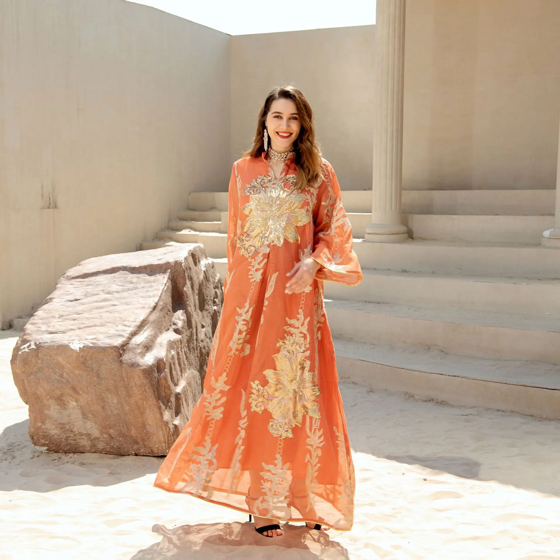 LL056  Kuwii Islamic clothing Eid Dubai muslim ramadan dress abaya femmes robe musulmane caftan jalabiya for women