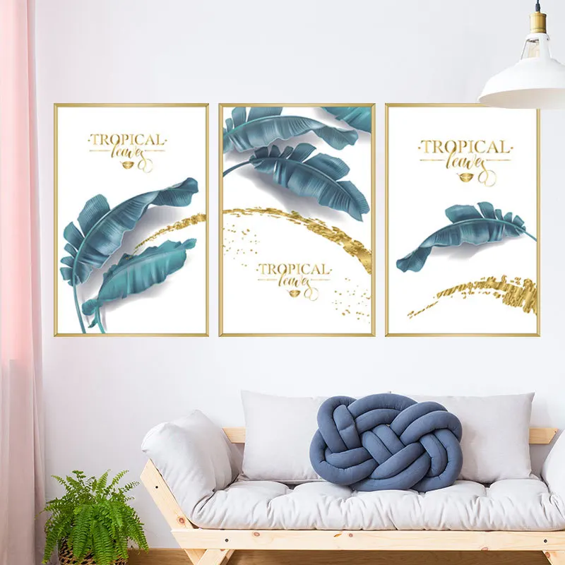 Tropical Ba dark green banana leaf photo frame wall sticker living room bedroom decoration self-adhesive painting