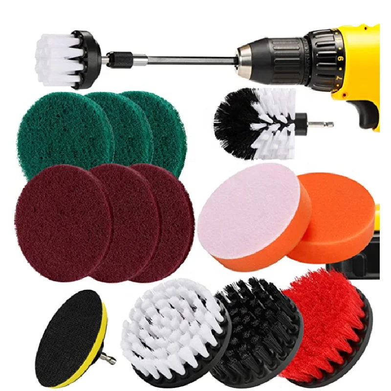 15 Piece Drill Brush Attachment Set drill brush grill For Tile Cleaning Scrubber Grills Kitchen Bathroom