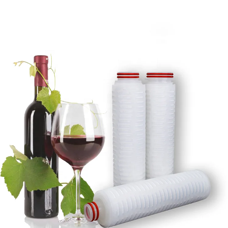 Good Chemical Compatibility 0.22 um PES Membrane 10' Pleated Filter Cartridges For Wine Filtration in Can