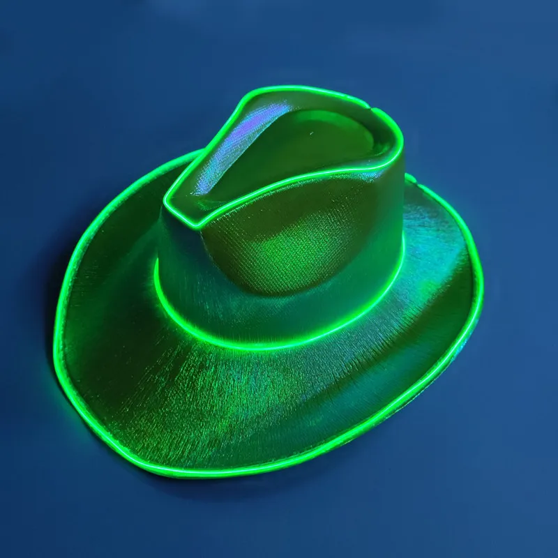 Handmade Bull Light Up Cowboy Hat Flashing El Wire Colorful Party Caps Wholesale Party Fashion Sequin Glow Hat