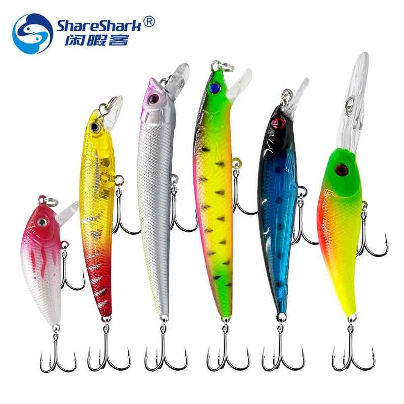 43pcs Fishing Lures Set Mixed Including Minnow Popper Crank Baits with Treble Hooks for Saltwater Freshwater Trout Bass Fishing