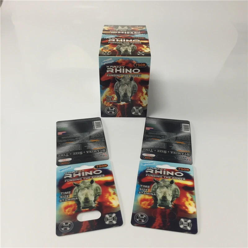 3D Krazzy Rhino blue 750k (с одним отверстием) карты для упаковки