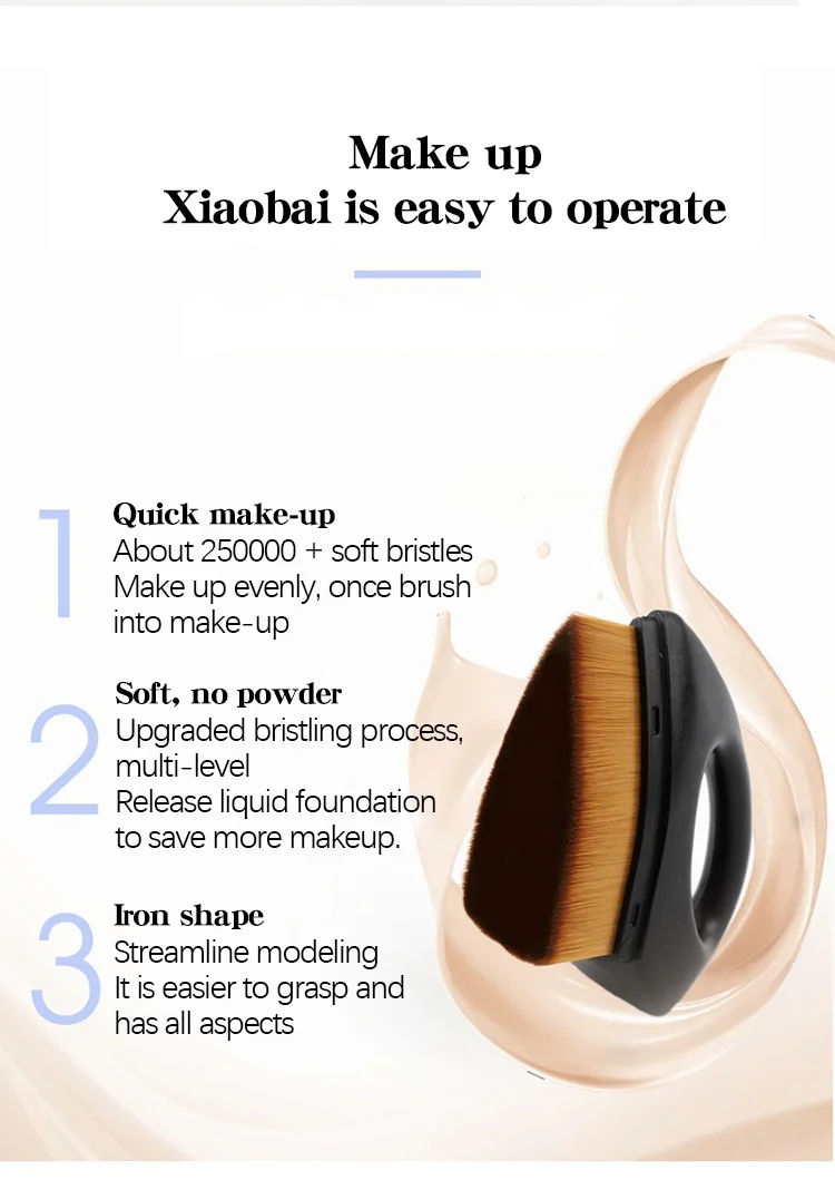 Ready to ship custom your own logo soft synthetic hair Iron shape flat kabuki foundation makeup brush