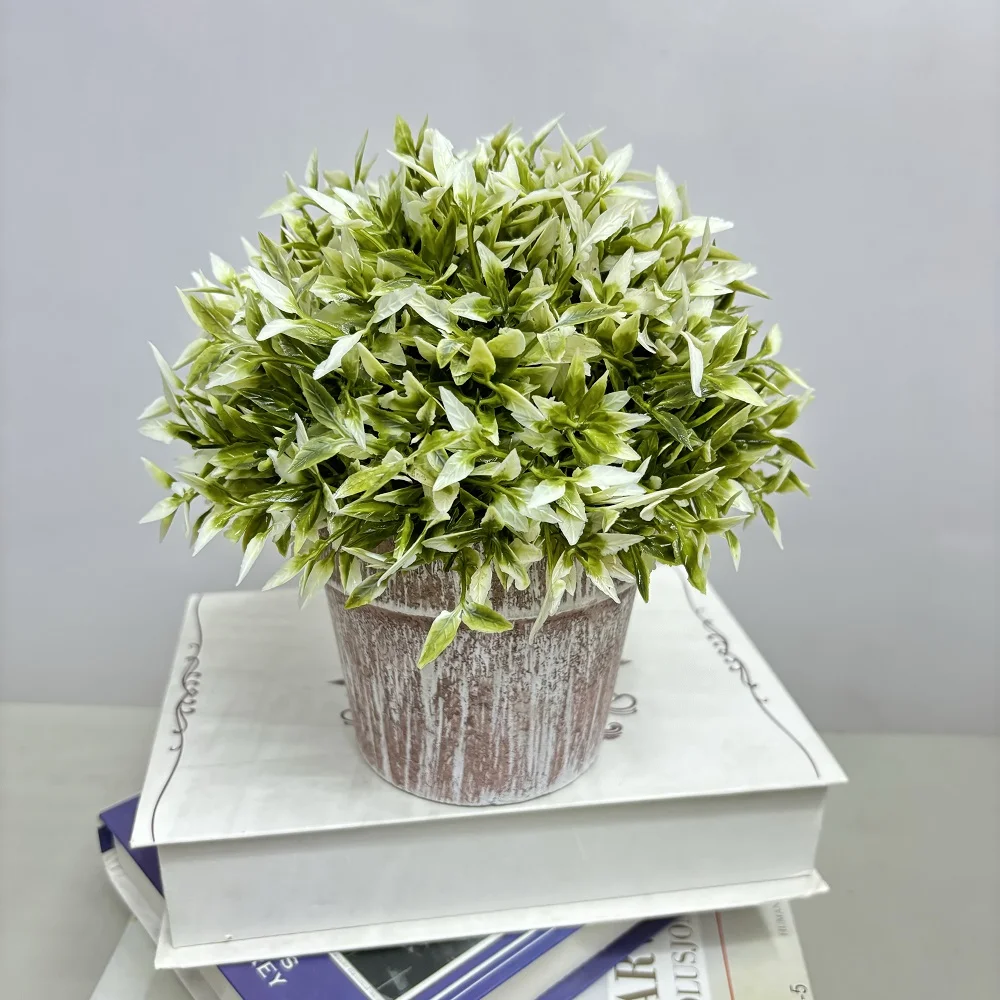 Nordic Unique Eco-friendly Bonsai Flowerpot Cabbage Leaves Planter Powder Coating Home Desktop Decorative Artificial Flowers