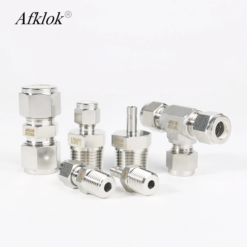 AFKLOK Type Compression Tube Fitting 90℃ Elbow Pipe Fittings Ferrule Union and Tee Tube Fittings 316 Stainless Steel
