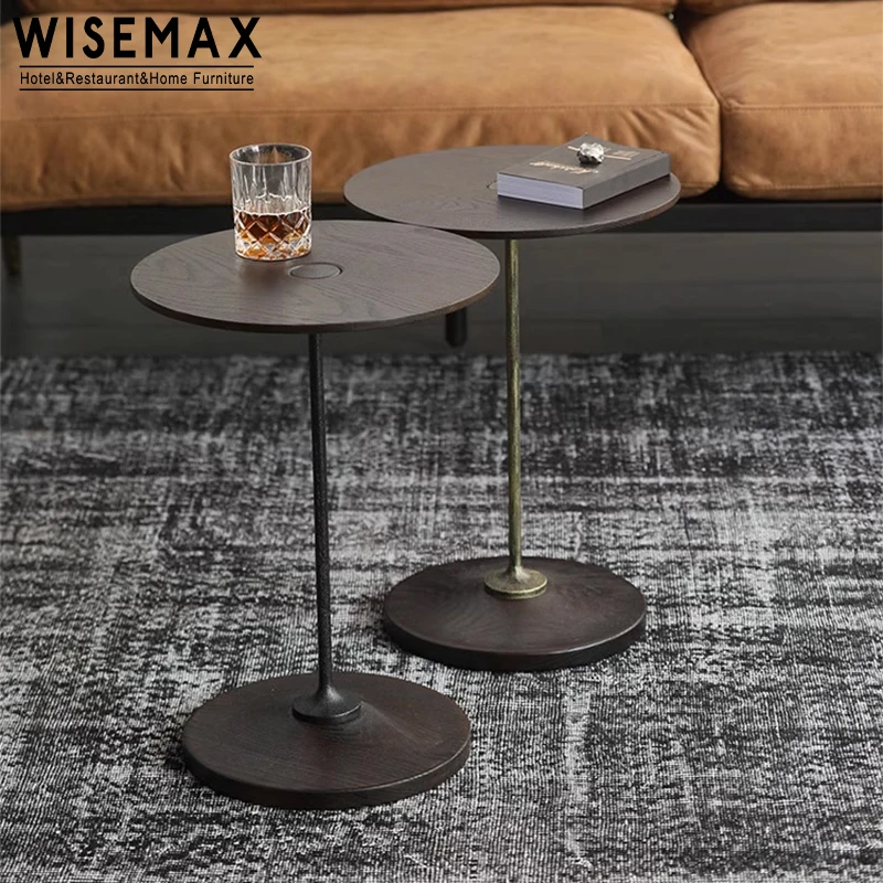 WISEMAX FURNITURE Industry design sofa corner table wooden frame old color modern round coffee table for living room restaurant