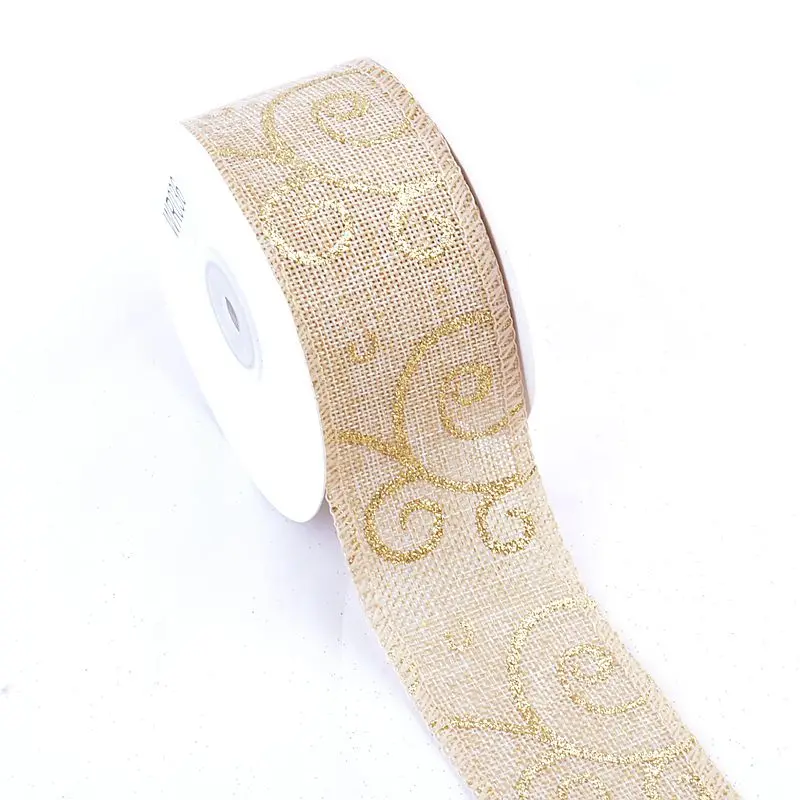 
 Лента из искусственной джутовой ткани Hessian со снежинками, лента для упаковки подарков в бант, рождественские декоративно-прикладные искусства, изготовление  