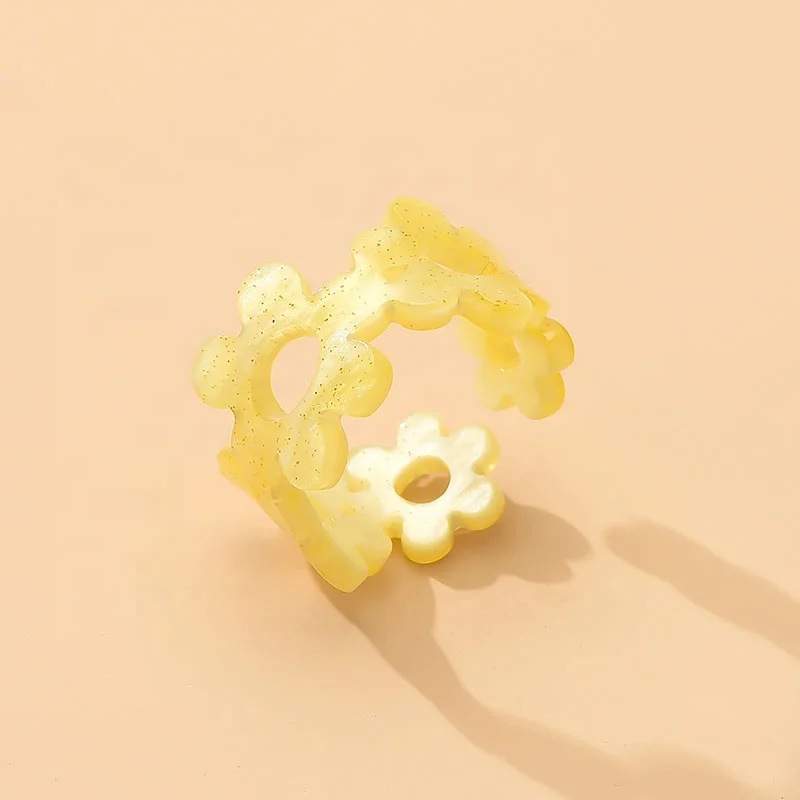 European American Fashion Acrylic Resin Rings Hollow Out Candy Color Ring