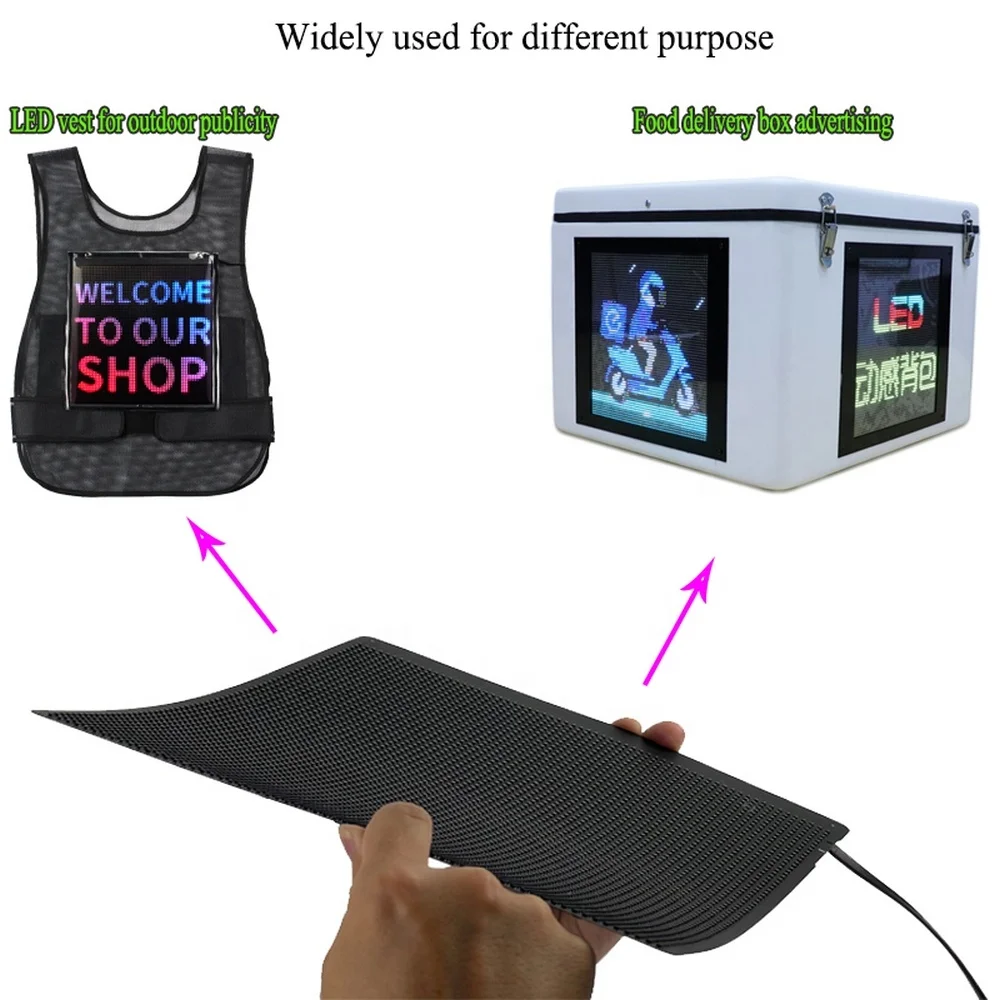 High Resolution BT 4G WIFI Full Color Matrix Walking Billboard Audio Ultra Slim Panel Module Display Led Flexible Screen