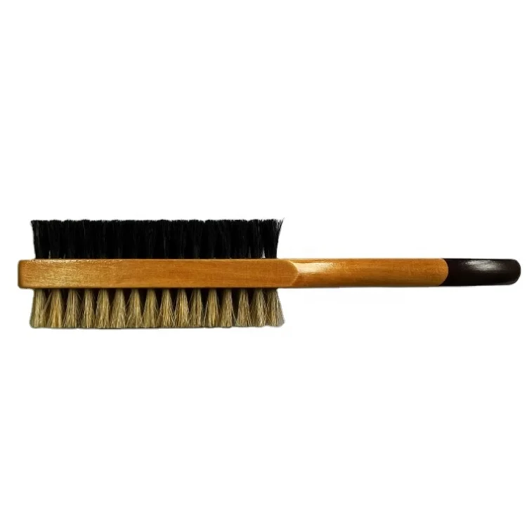 High Quality Pig Bristle Double Sided Natural Wooden Shoe Care Brush