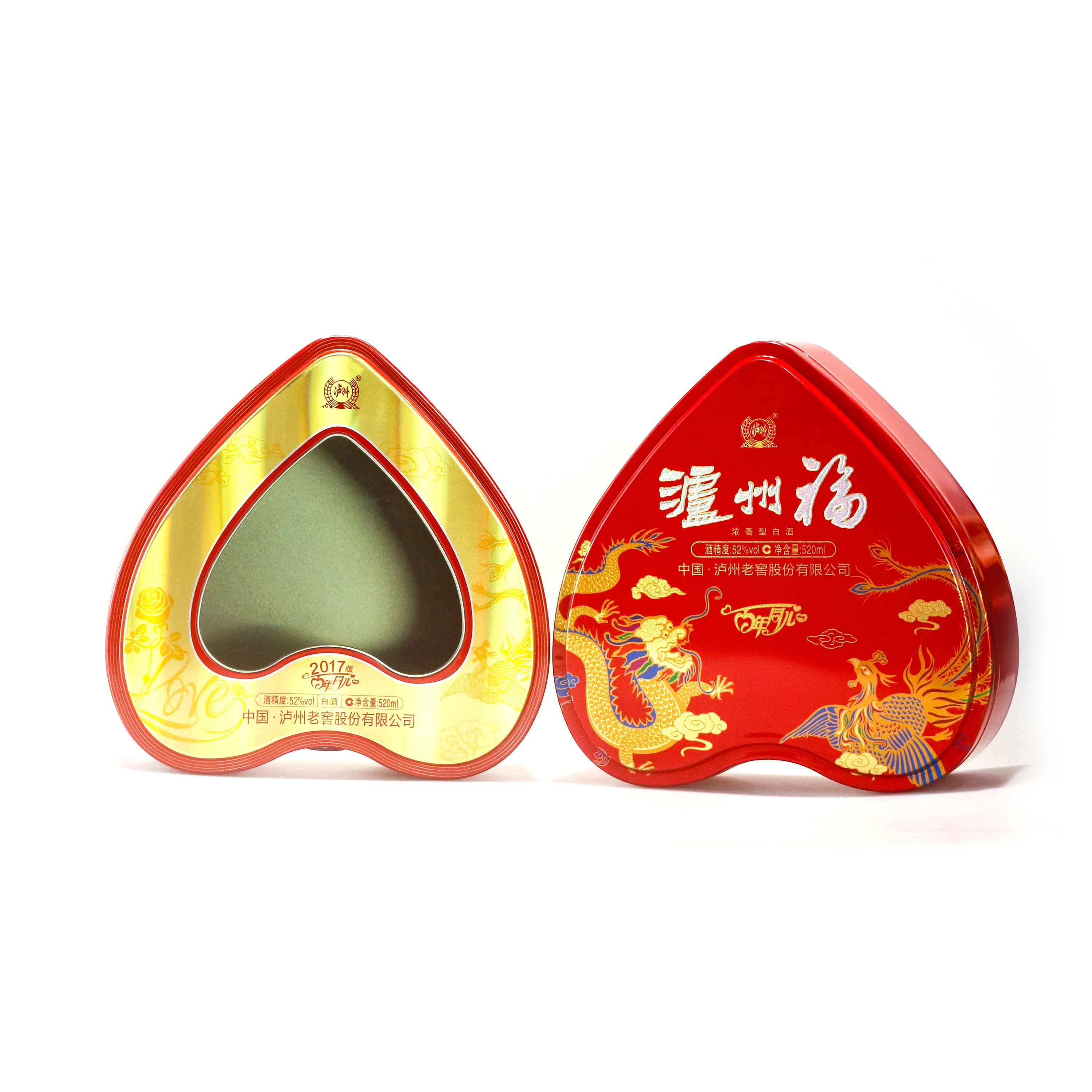 
Heart shaped Recycled Wine Gift Boxes Packing 0.25mm-0.28mm Tinplate Wine Box 