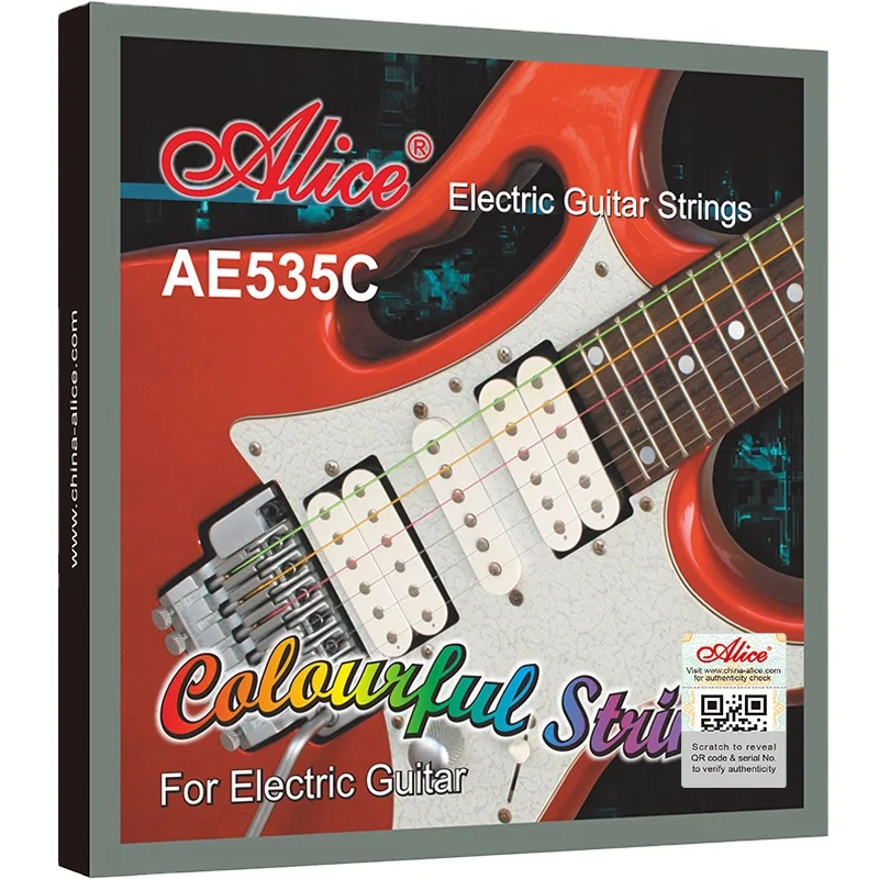 Струны для электрогитары Alice AE535C импортные шестигранные струны со стальным сердечником цветные