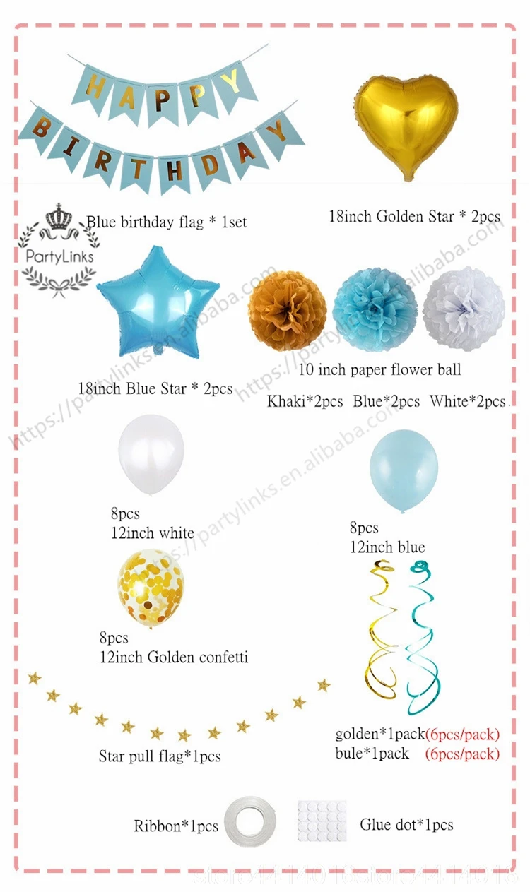 40pcs/set Happy Birthday Balloon Set Birthday Party Diy Decoration Venue Layout Balloon Decoration Baby Show