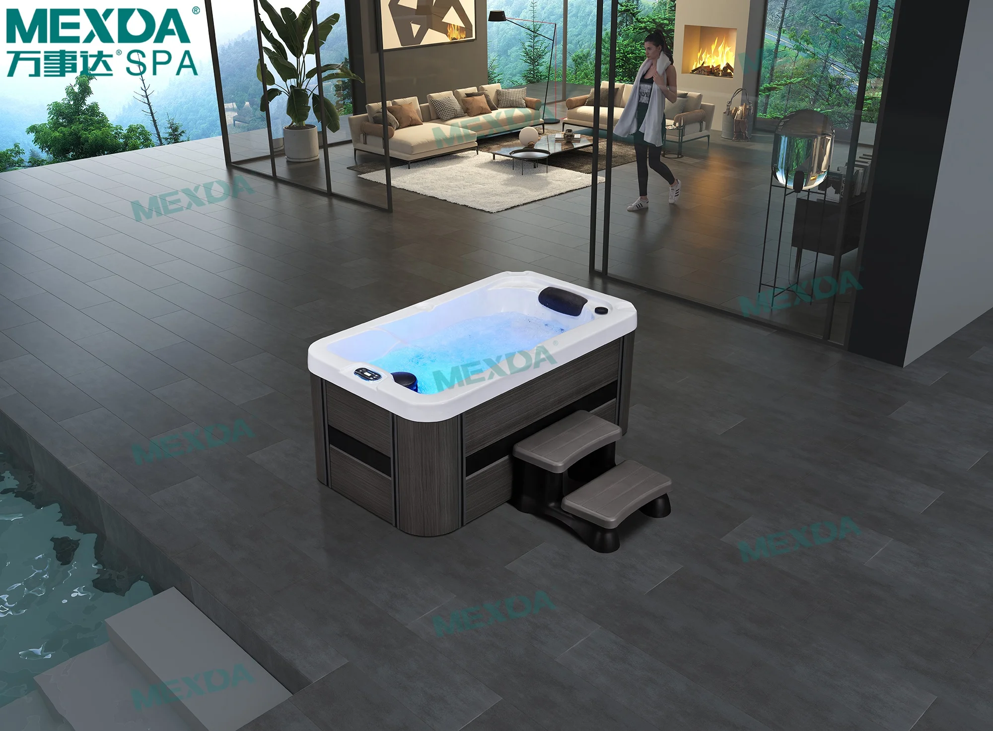 MEXDA Modern Outdoor Spa 1 Person whirlpool Spa Tubs WS-599H
