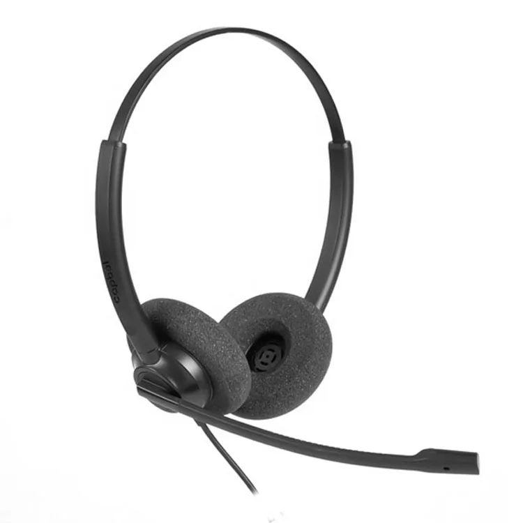 OEM Professional Computer Headphone Two Jack with Microphone Wired Earphones Call Center Headsets