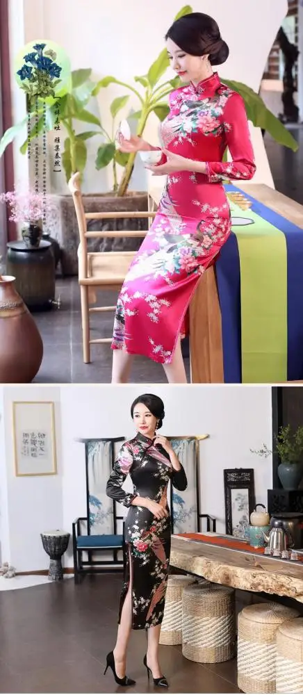 459370 Wholesale New Silk cheongsam dress Hot