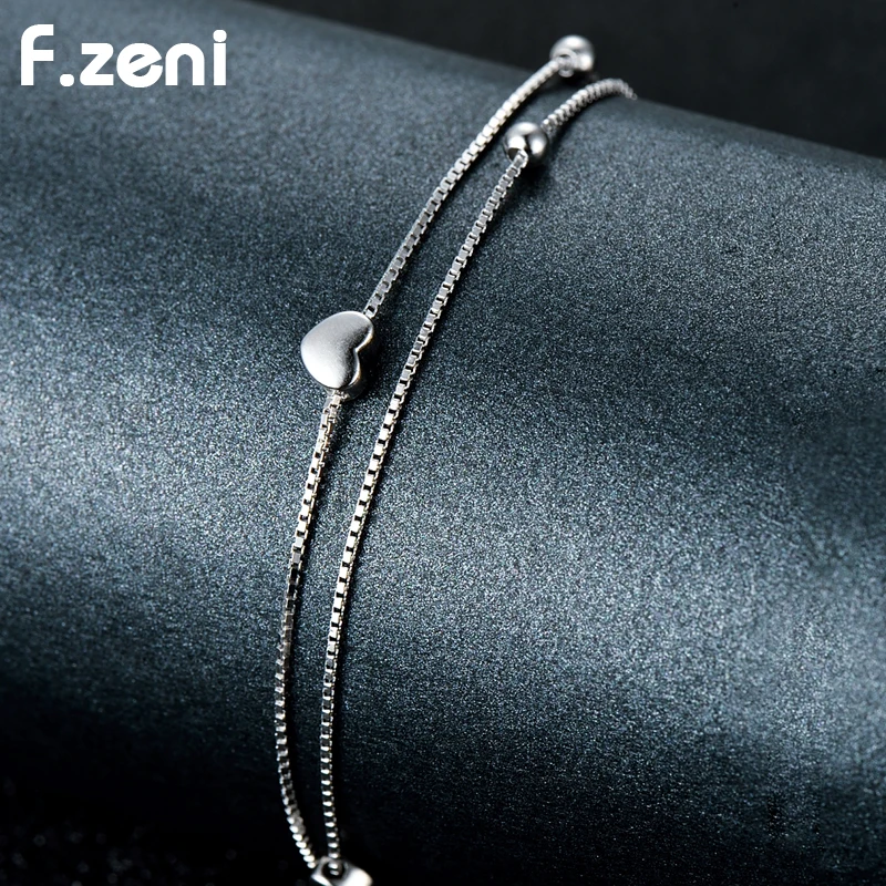 Women Charm Ankle Bracelet Anklets White Gold Plated 925 Sterling Silver Anklets Foot Jewelry Anklets