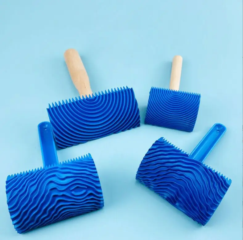 DIY Roller Wood Grain Tool Wallpaper Rubber Graining Painting for Room Decoration