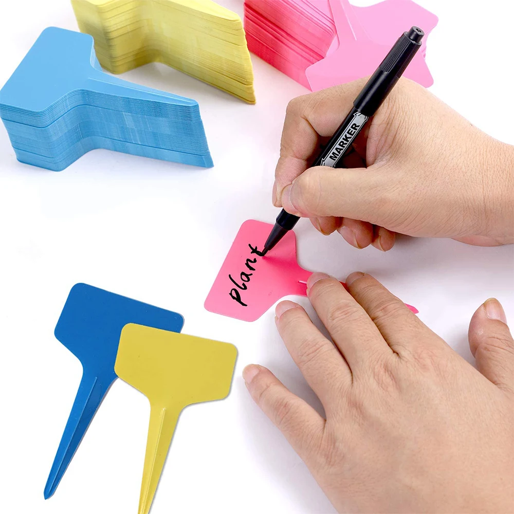 100 Pcs Colors 2X10CM Plastic Waterproof Garden Plant Tags Nursery Garden Labels Markers Plant Stakes