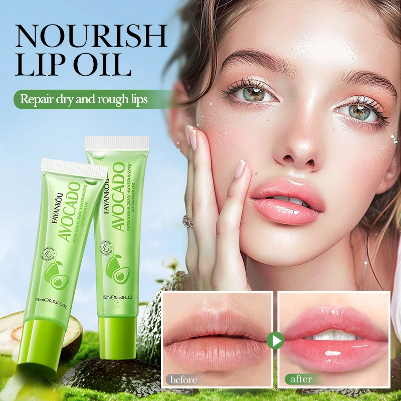 OEM SADOER Private Label Vegan Fruit Avocado Jelly Moisturizing Lip Repair Oil Hydrating Elastic Repair Nourishing Lip Oil