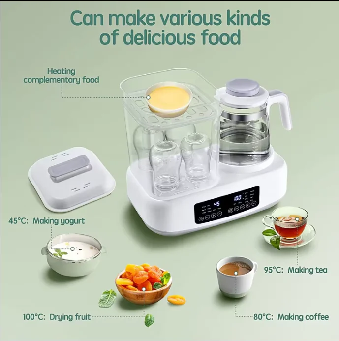 8-in-1 Multifunction with Electric steam Cleaning and Drying baby bottle heater for Quick Heating of Breast Milk Formula