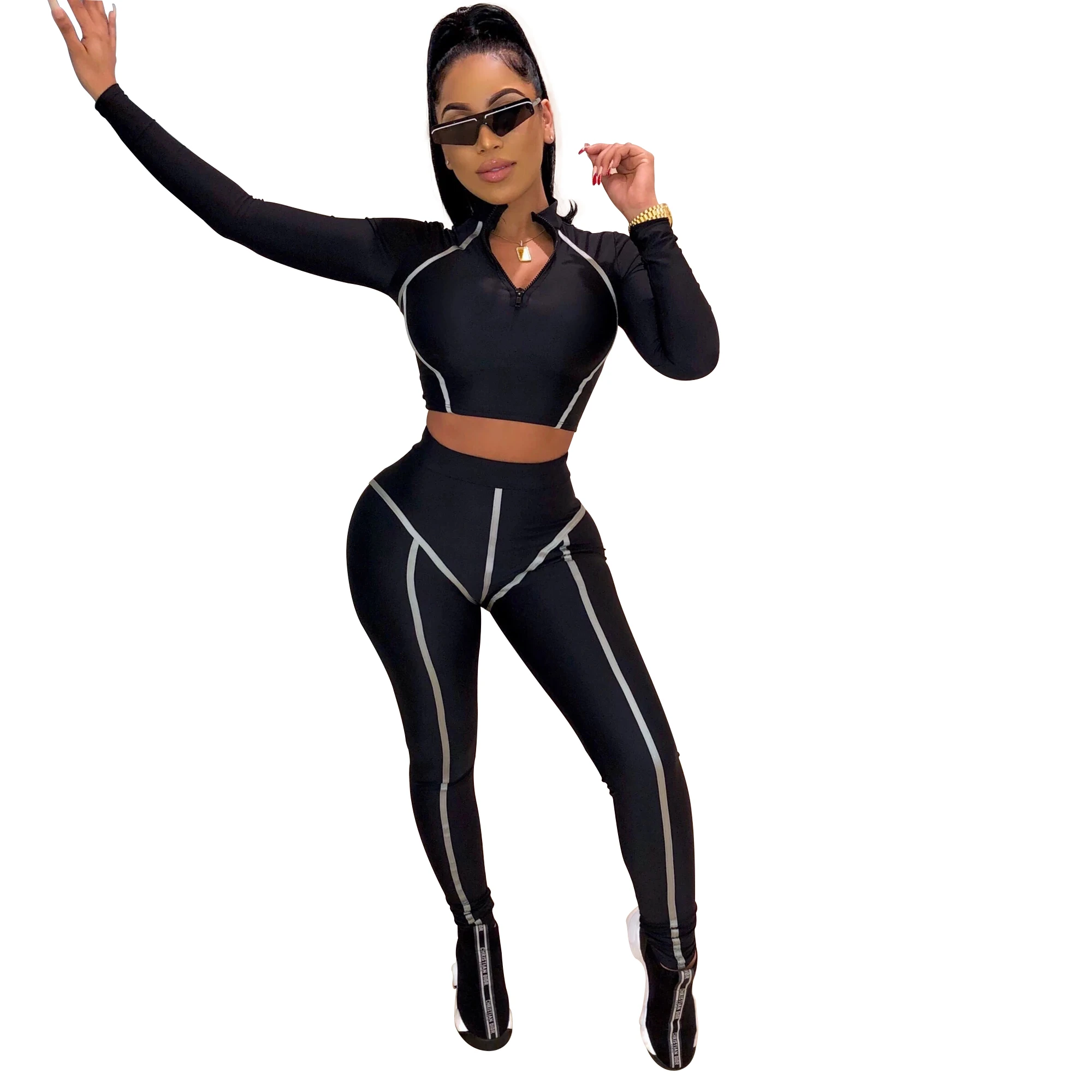 Good Quality 2 Set Womens Trendy 2021 Two Piece Sets Women Long Sleeve Fall 2020 Crop Drop Shipping With 100% Safety