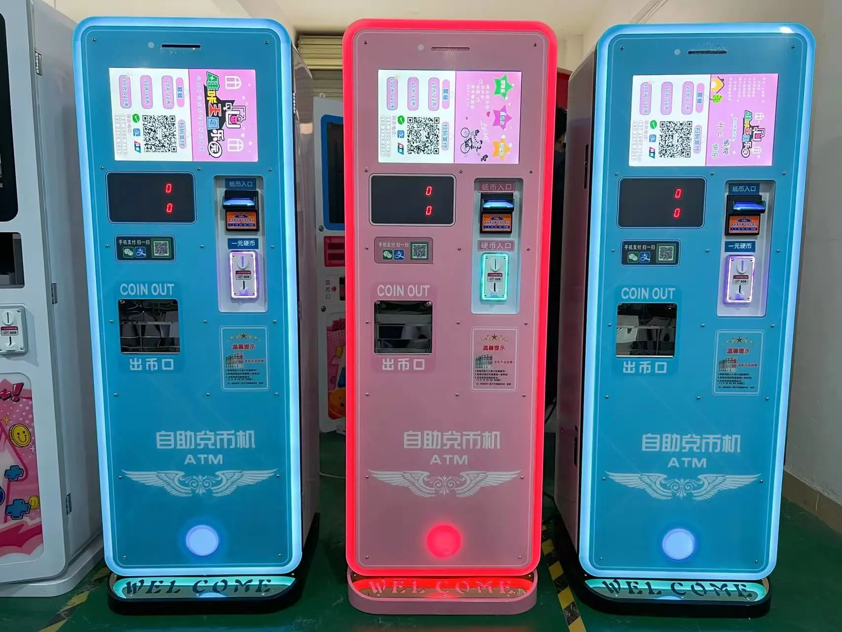 ATM token Exchange game Machines with bill and coin change token Vending Arcade LCD Machine