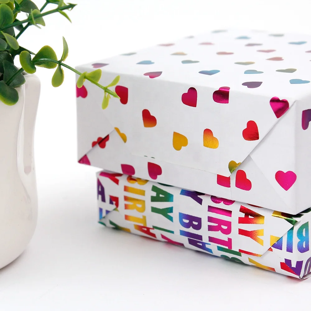 Оптовая продажа, цветная фольга, горячее тиснение, узор, подарочная упаковочная бумага для подарка