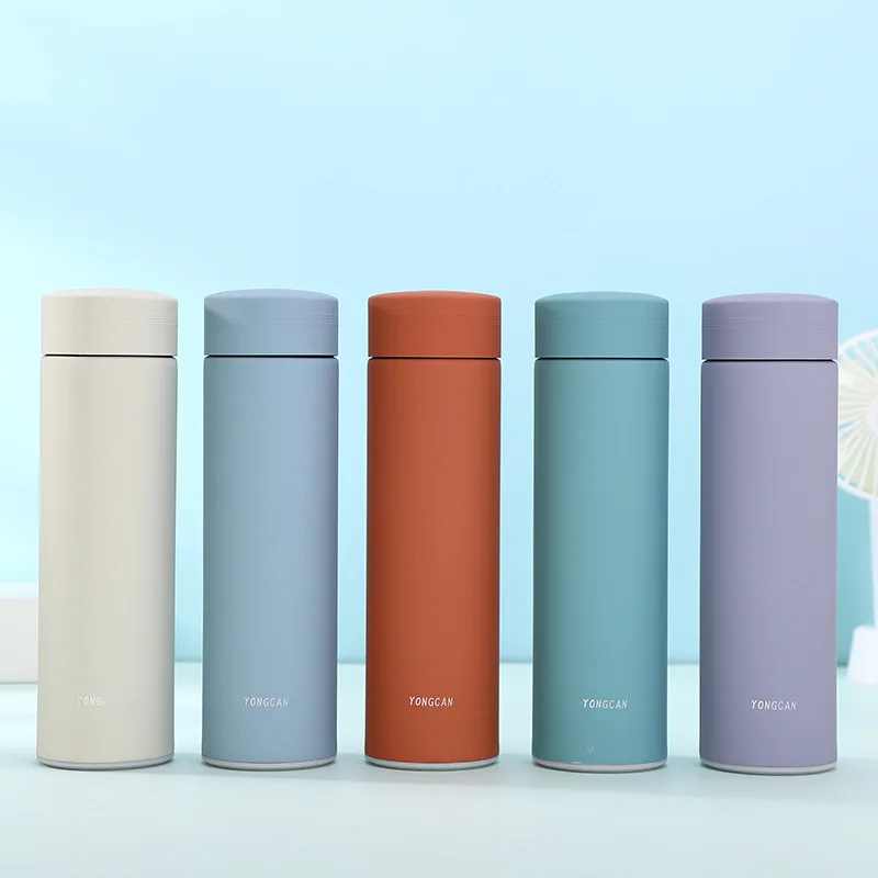
2021 Fashion Matte Solid Color Double Wall Portable Drink 304 Stainless Steel Insulation Water Bottle With Lid 