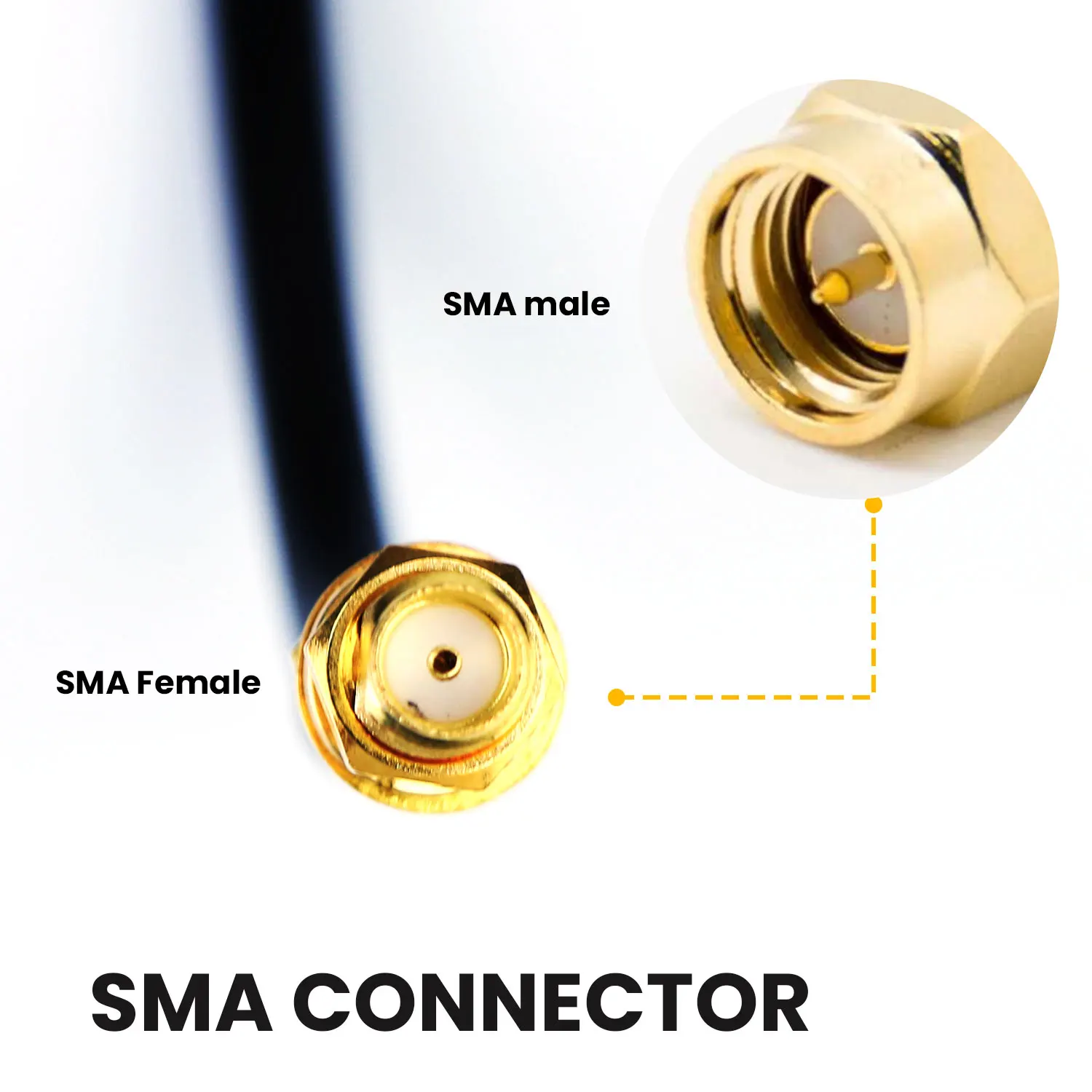 Coaxial RF connector SMA-female to TS9 male elbow RG174 cable assembly 18CM adapter cable