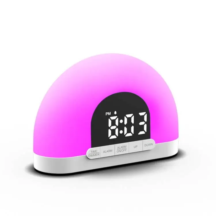 wholesale  Sunrise Sunset Simulation FM Clock Radio 7 Colors Digital Alarm Clock Wake Up Light