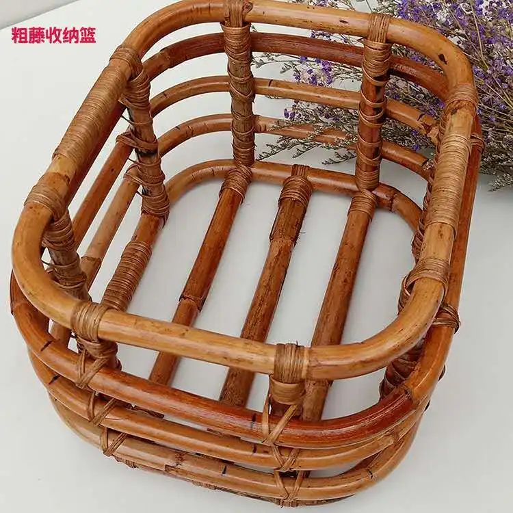 Rattan crib basket crib photography props handwoven vine crate for newborn photography props