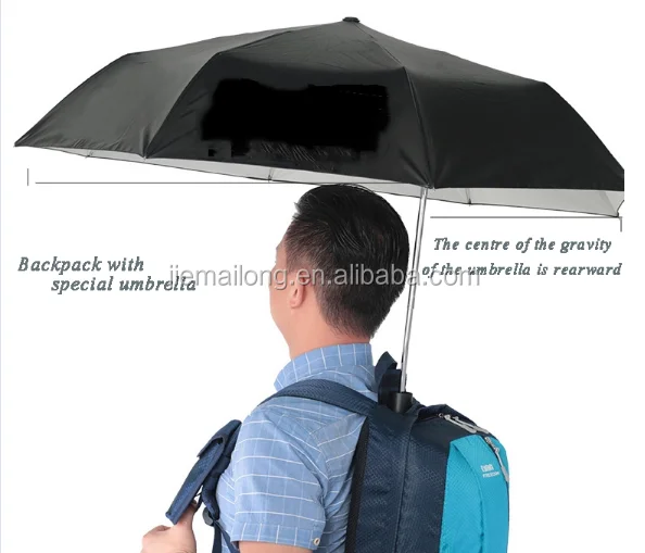 Compact hands free Umbrella Holder Backpack bag, integrated Gear swing hands free rain bumbershoot carry rucksack pack sac
