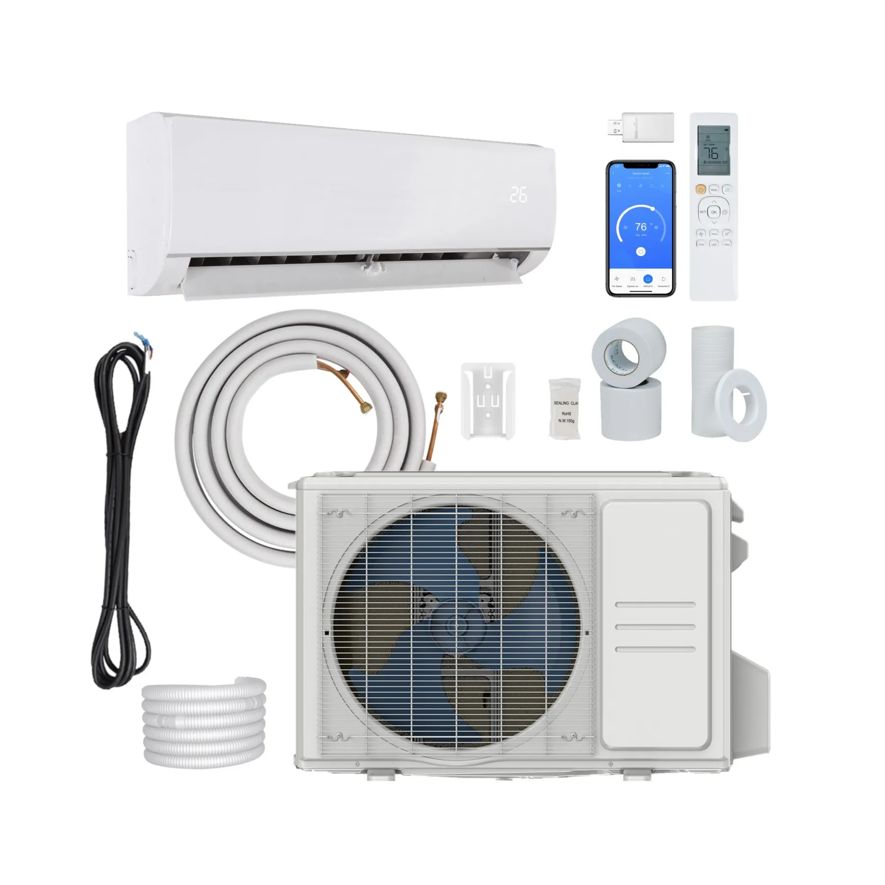 Household Wall Mounted Split Air Conditioners System Inverter AC Mini Split Without Duct Air Conditioner with wifi