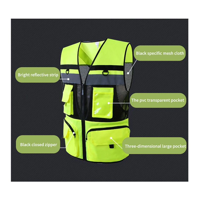 Wholesale Safety Vest For Men Road Hi Vis Safety Vest Outdoor Workwear Uniform Reflective Safety Clothing