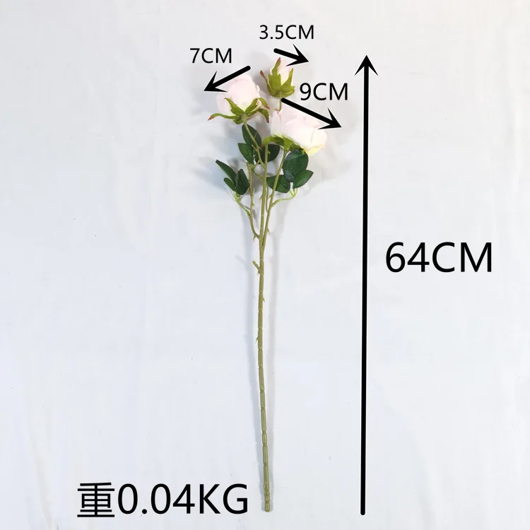 Rose Flowers Silk Rose Flower Artificial Home Wedding Top Seller 3 Head Rose Artificial Flower