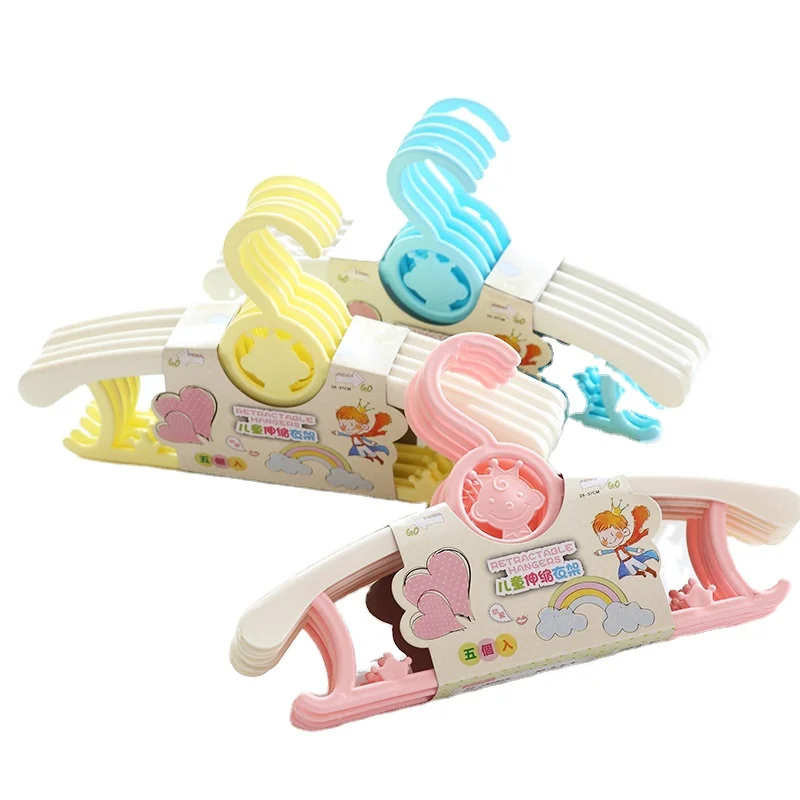 Wholesale Dry And Wet Dual-Use Baby Kids Clothes Hangers Plastic Cute Adjustable Children Baby Clothes Drying Hanger