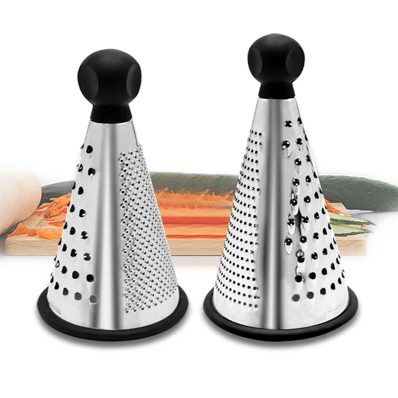 Кухонная утварь Нескользящая нержавеющая сталь 3-стороннее освещение терка многофункциональная сыр овощная конус терка