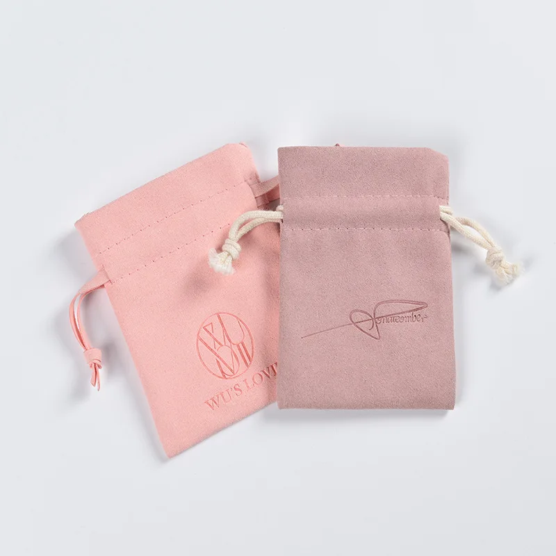 New High-end Microfiber Envelope Bag Necklace Earrings Jewelry Bag Double-sided Flannel Leather Bag Embossed Logo